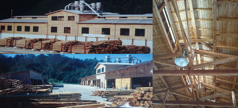 三州木材協同組合の円柱加工工場